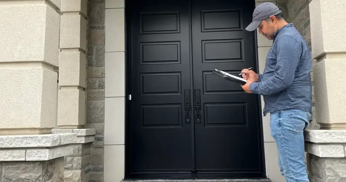 Residential entry door on a home in Bradford, Ontario
